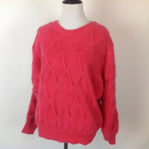 Vintage Rafaella 45% Angora Fuzzy Sweater Womens Medium Dolman - Picture 3 of 5